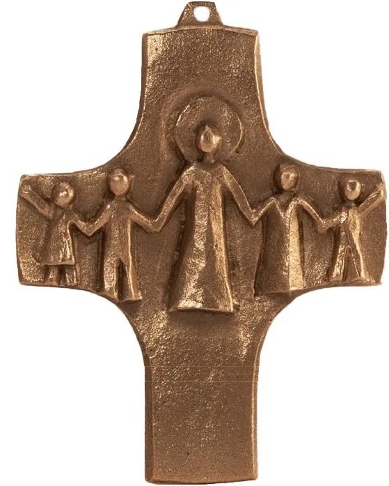 Erstkommunionkreuz aus Bronze "Gemeinschaft"