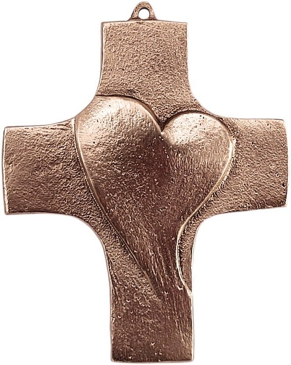 Kommunionkreuz Bronze "Offenes Herz"