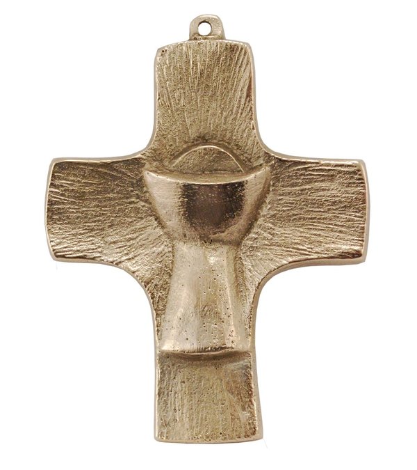 Bronzekreuz zur Kommunion "Kelch"