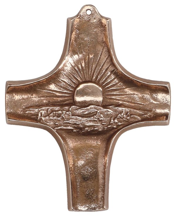 Kommunionkreuz aus Bronze "Schöpfung"